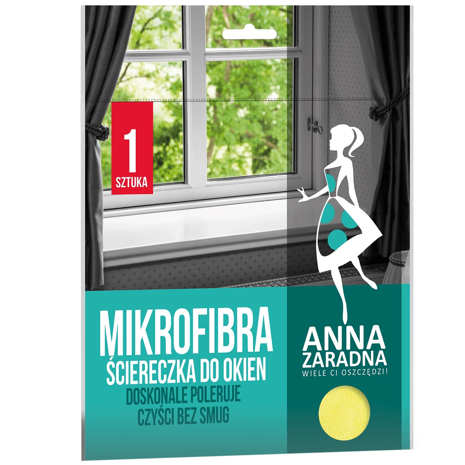 Anna Zaradna, panno per finestre in microfibra, giallo, 32 x 32 cm, 1 pz