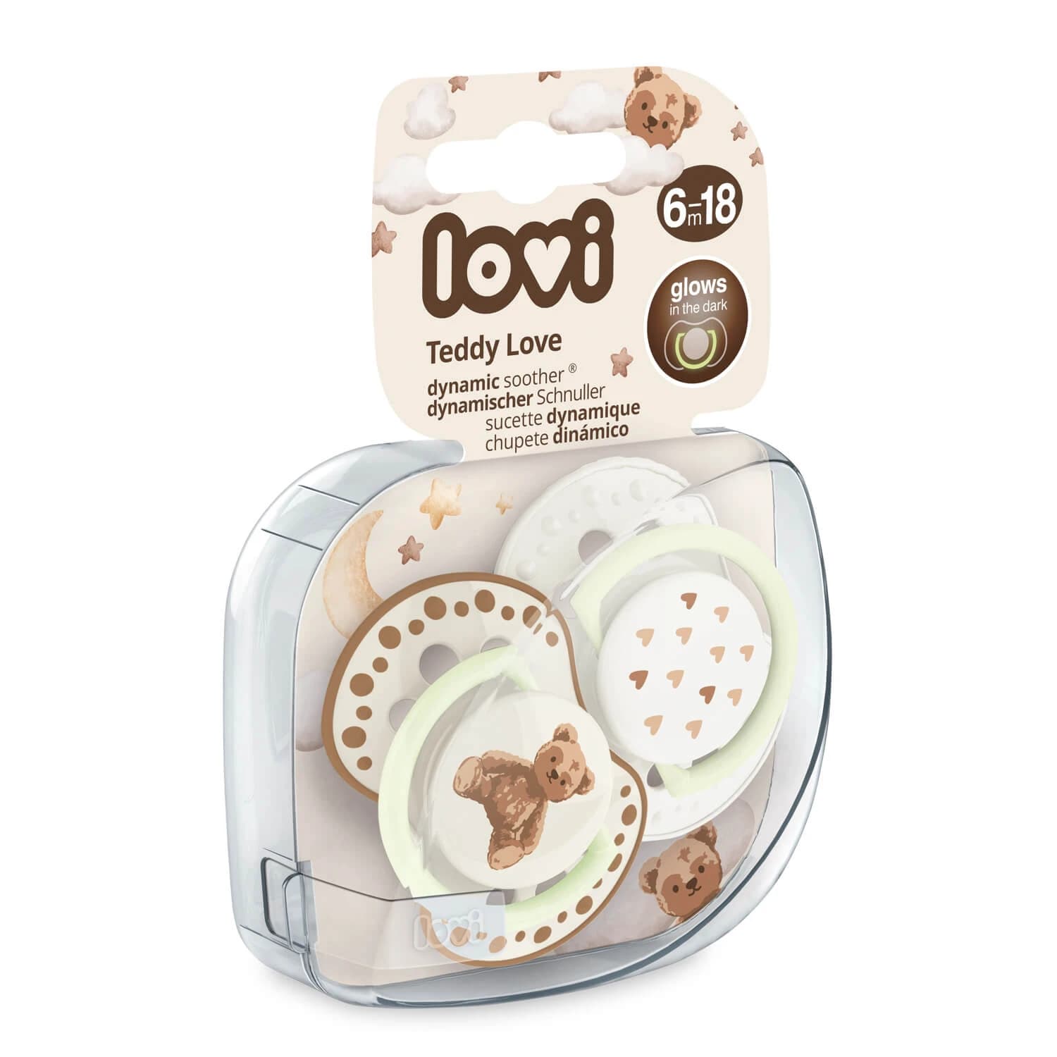 Lovi, ciuccio, 6-18 mesi, silicone, dinamico, Teddy Love, 2 pezzi