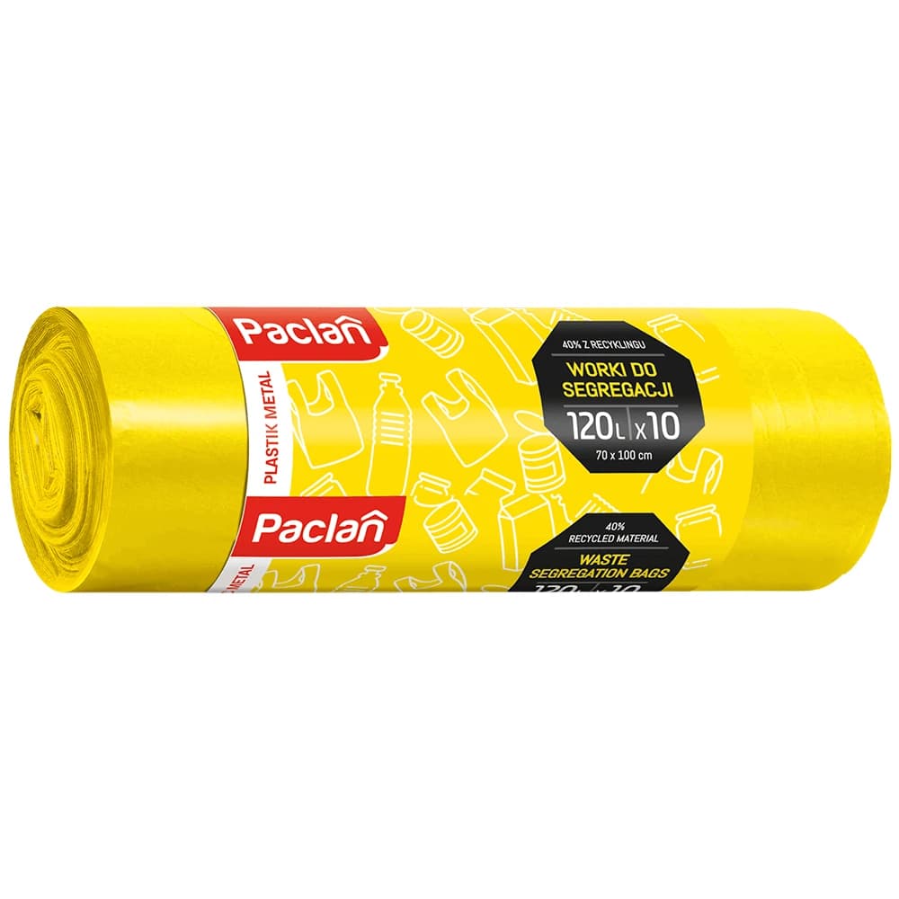 Paclan, sacchi per il riciclaggio, plastica, giallo 120 l x 10 pezzi