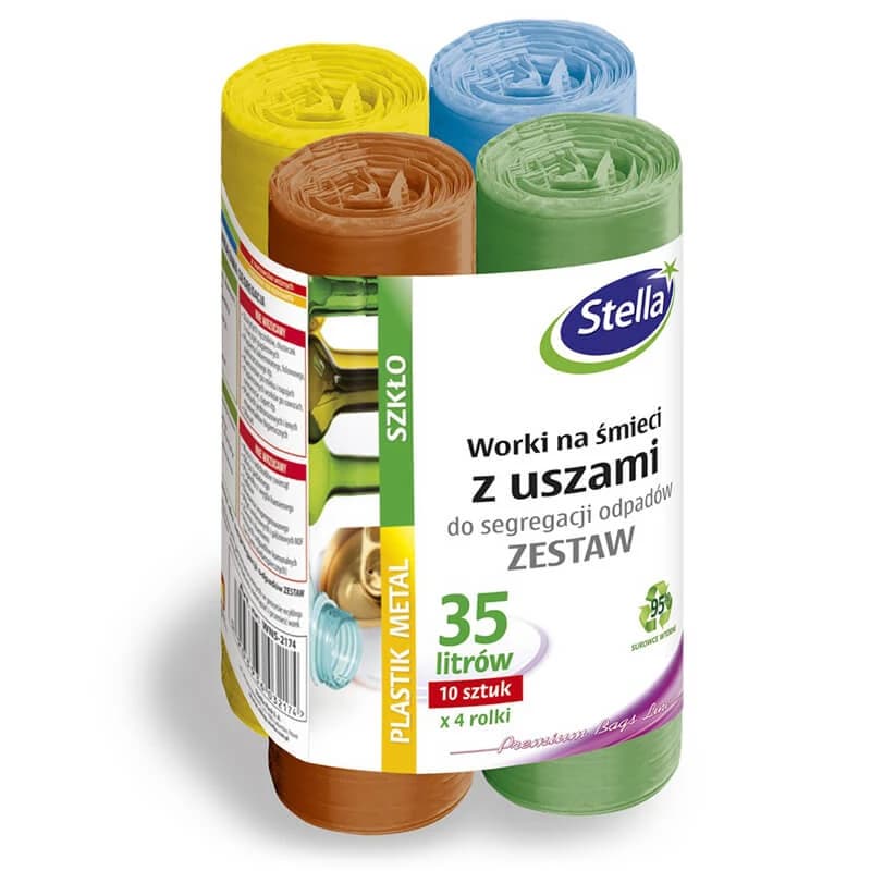 Stella, sacchi per la raccolta dei rifiuti, con orecchie, 35 l, 4 x 10 pezzi