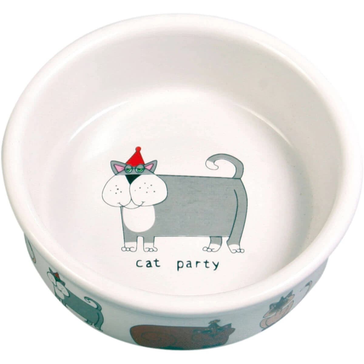 TRIXIE Cat Party, ciotola per gatti, rotonda, in ceramica, vari colori, XS-S(0,2l, ⌀12cm)