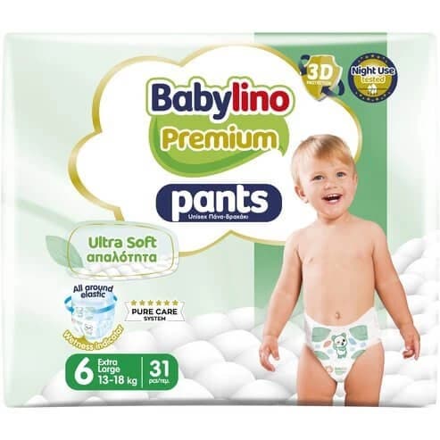 BABYLINO Pantaloni Premium Morbidi N. 6 Per 13-18 kg 31 Pezzi