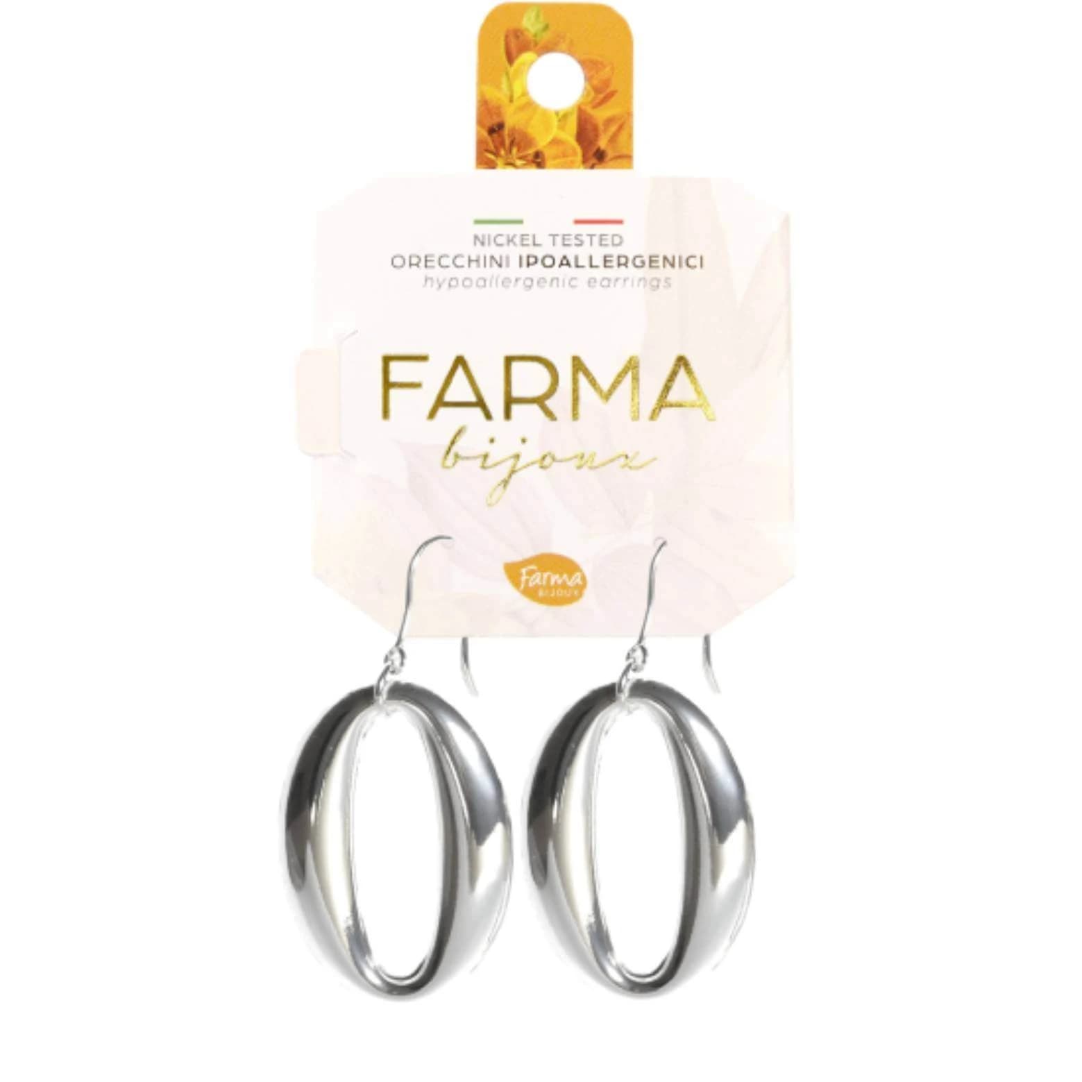 FARMA BIJOUX Orecchini ipoallergenici in argento ovale 45 mm