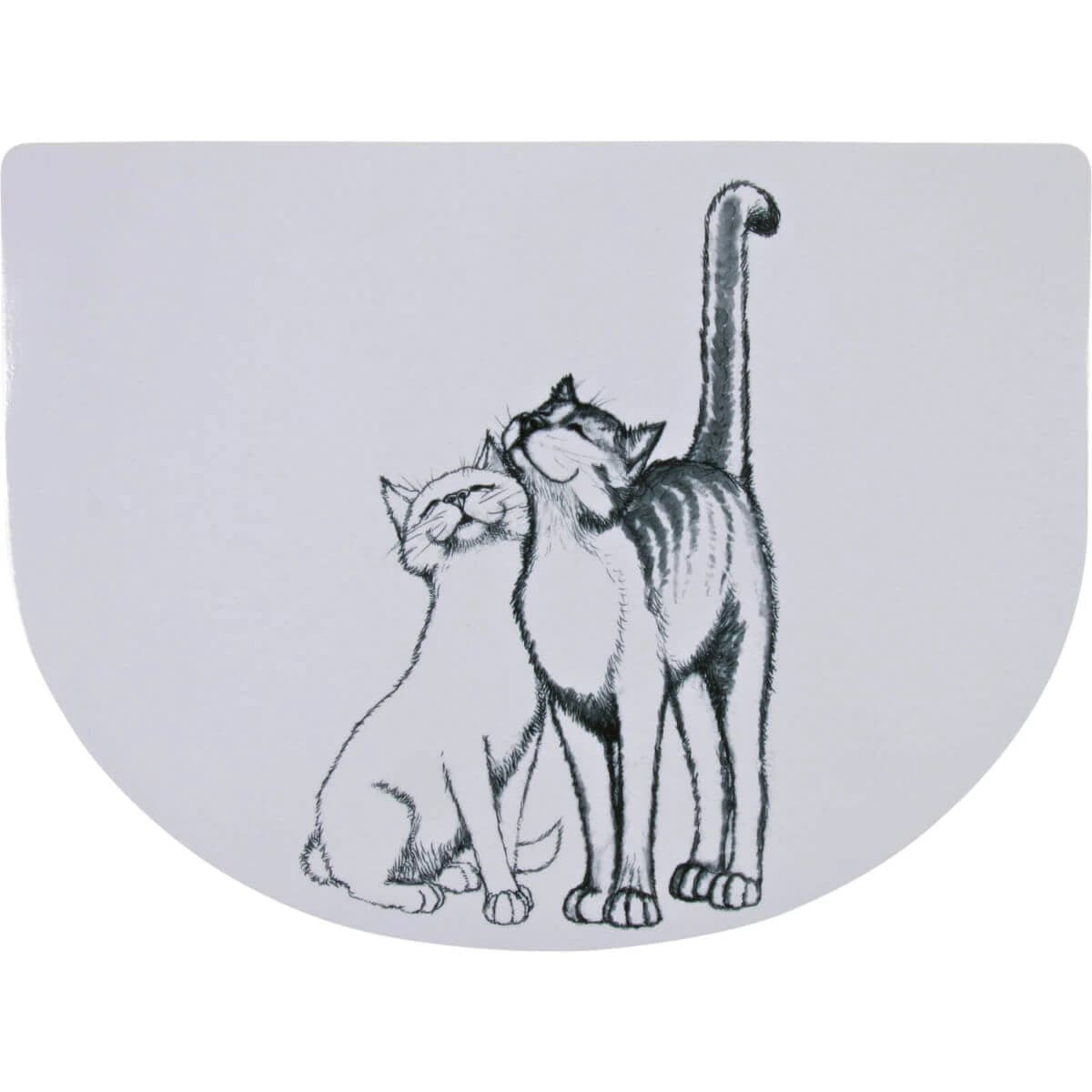 TRIXIE Love Cat, tappetino per gatti, asimmetrico, antiscivolo, in plastica, bianco, 1 pezzo 40x30cm