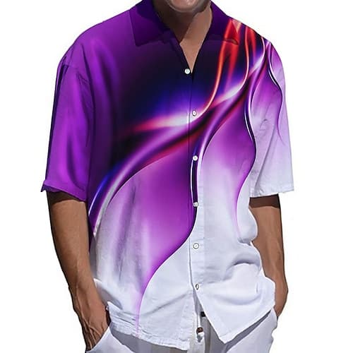 Per uomo Geometrica Camicia Camicia con bottoni Manica corta Di tendenza Streetwear Originale Esterno Informale Giornaliero Primavera estate Colletto