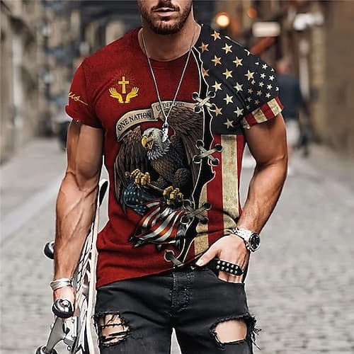 2026 Maglietta da Uomo 250° Patriottica Distressed Patriot Grafica Stampa 3D Bandiera Americana Bandiera Nazionale Veterano Collo a Giro Manica Corta