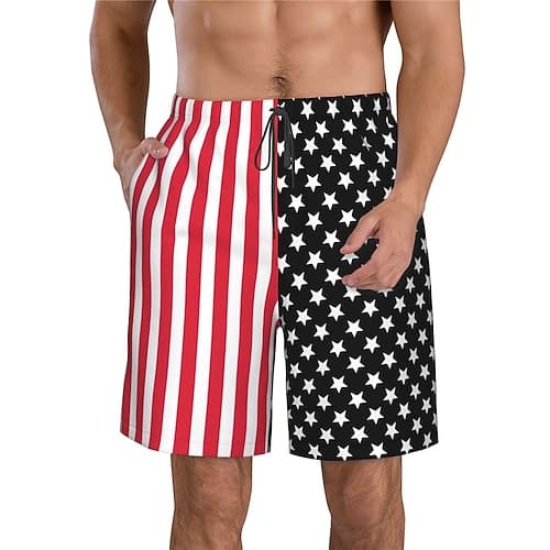 Costumi da Bagno Pantaloni Corti da Spiaggia a Maniche Corte Stampa Grafica Nazionale Bandiera del 250° Anniversario da Uomo Vita Media Hawaiano Boho