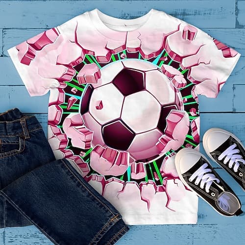 Da ragazzo 3D Pop art Calcio maglietta T-shirt Manica corta Stampa 3D Estate Primavera Attivo Sportivo Di tendenza Poliestere Bambino 3-12 anni