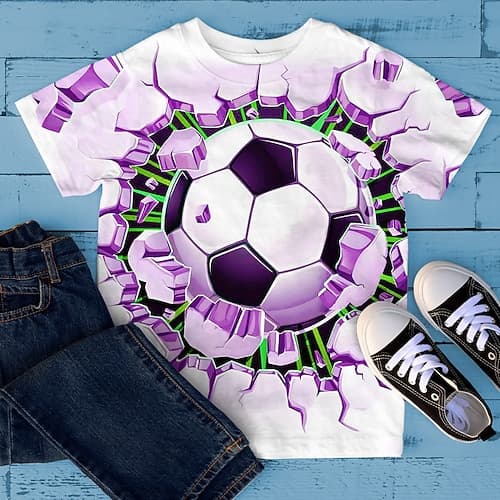 Da ragazzo 3D Pop art Calcio maglietta T-shirt Manica corta Stampa 3D Estate Primavera Attivo Sportivo Di tendenza Poliestere Bambino 3-12 anni