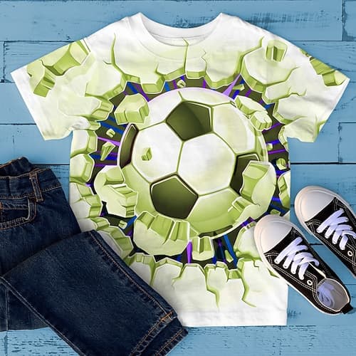 Da ragazzo 3D Pop art Calcio maglietta T-shirt Manica corta Stampa 3D Estate Primavera Attivo Sportivo Di tendenza Poliestere Bambino 3-12 anni