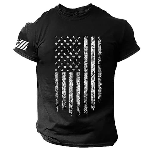 T-shirt patriottica a maniche corte da uomo con grafica patriottica bandiera nazionale veterano sport all'aperto