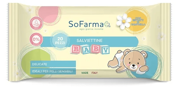 Sofarmapiù Salviettine con Estratto di Camomilla 20 Pezzi - Delicatezza Naturale per la Cura delle Pelli Sensibili