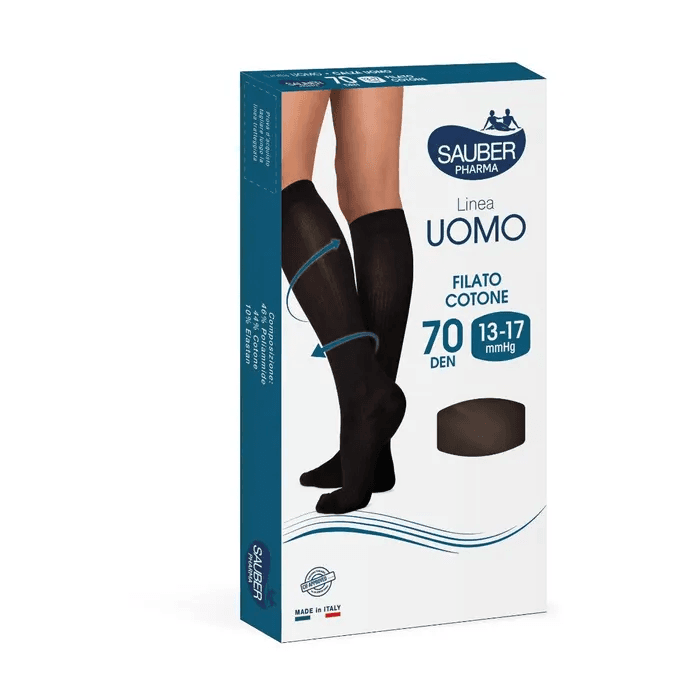Calza Uomo Cotone 70 Denari Nero Taglia M - Compressione Graduata e Traspirabilità per il Comfort delle Gambe