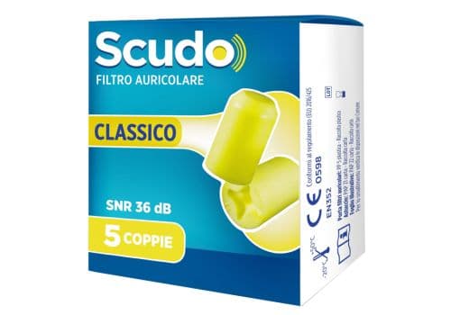Earplug Scudo Classic - 5 Coppie di Tappi Auricolari - Elimina Rumori per Dormire e Lavorare