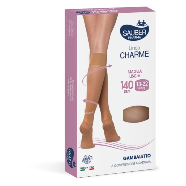 Linea Charme Gambaletto 140 Denari Colore Camel Taglia 3 - Gambaletto a Compressione Graduata