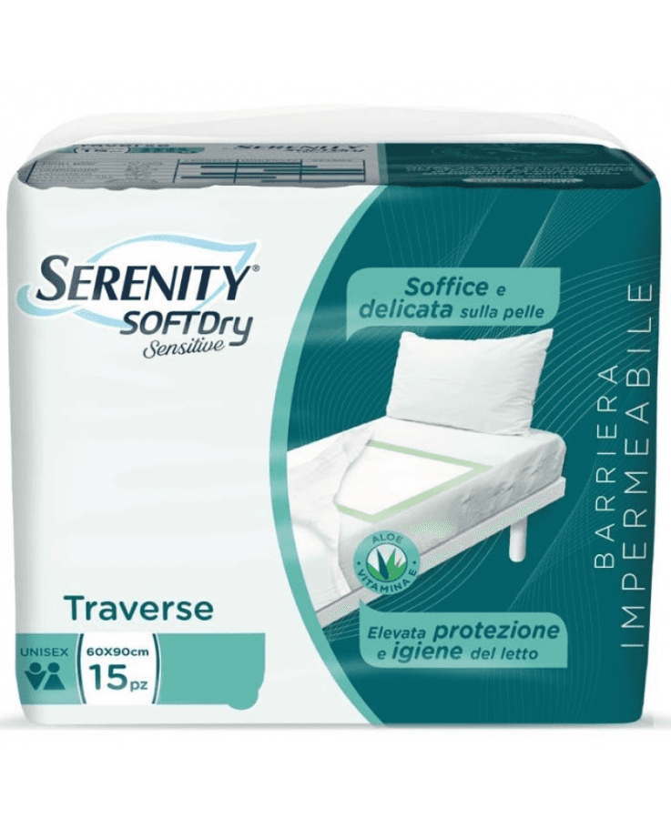 Serenity Soft Dry Sensitive Traversa Rimboccabile Super 60 x 90 cm, 15 pezzi