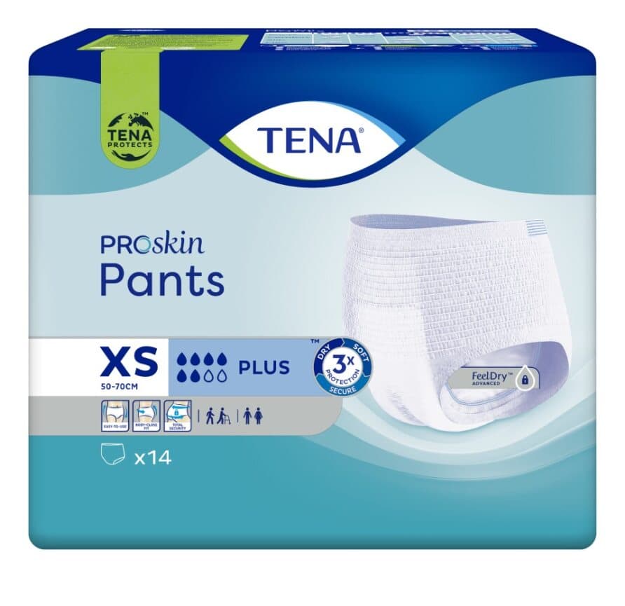 Tena Pants Plus - Pannoloni Mutandine Assorbenti Taglia XS 14 Pezzi - Comfort e Protezione Ottimali