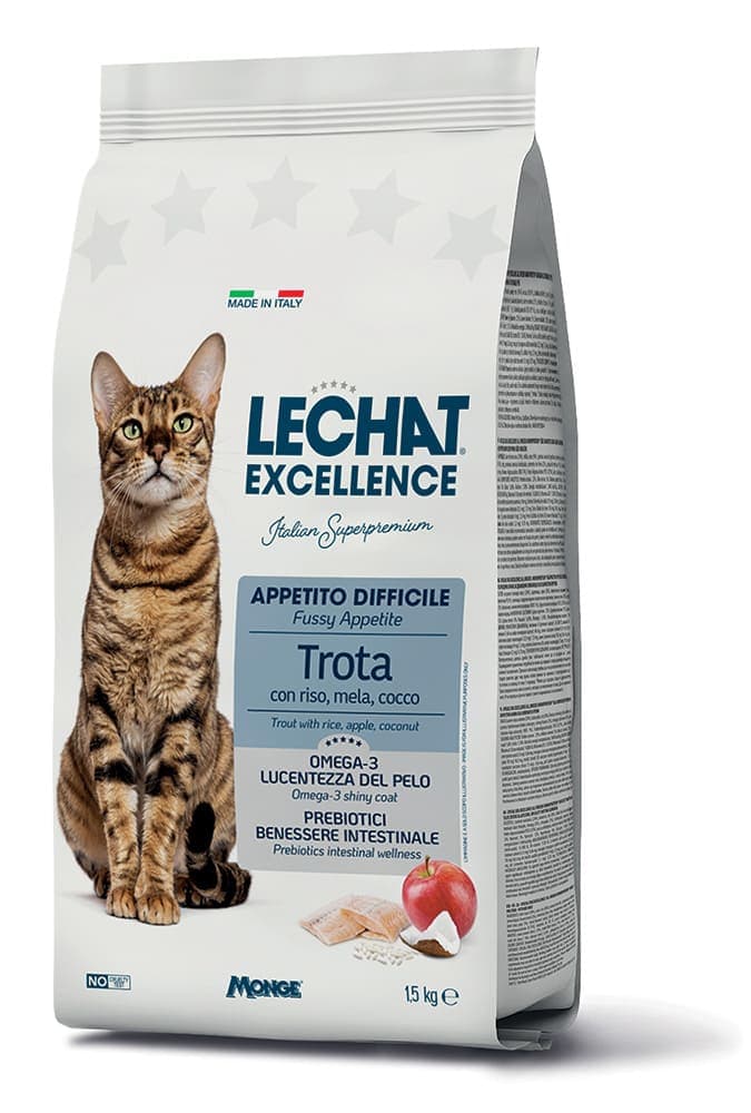 LeChat Excellence Gatto Adulto Appetito Difficile Trota, 1,5 kg