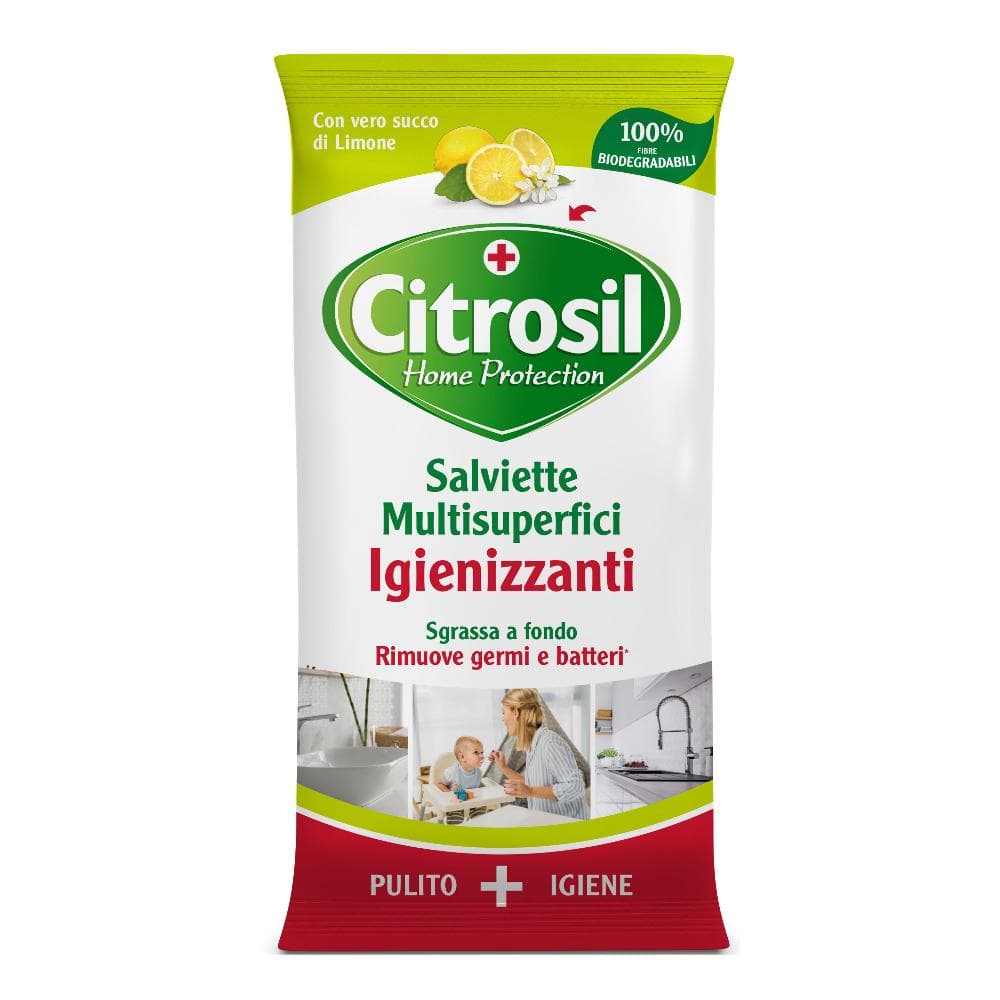 Citrosil Salviette Igienizzanti Multisuperfici Limone, 40 pezzi