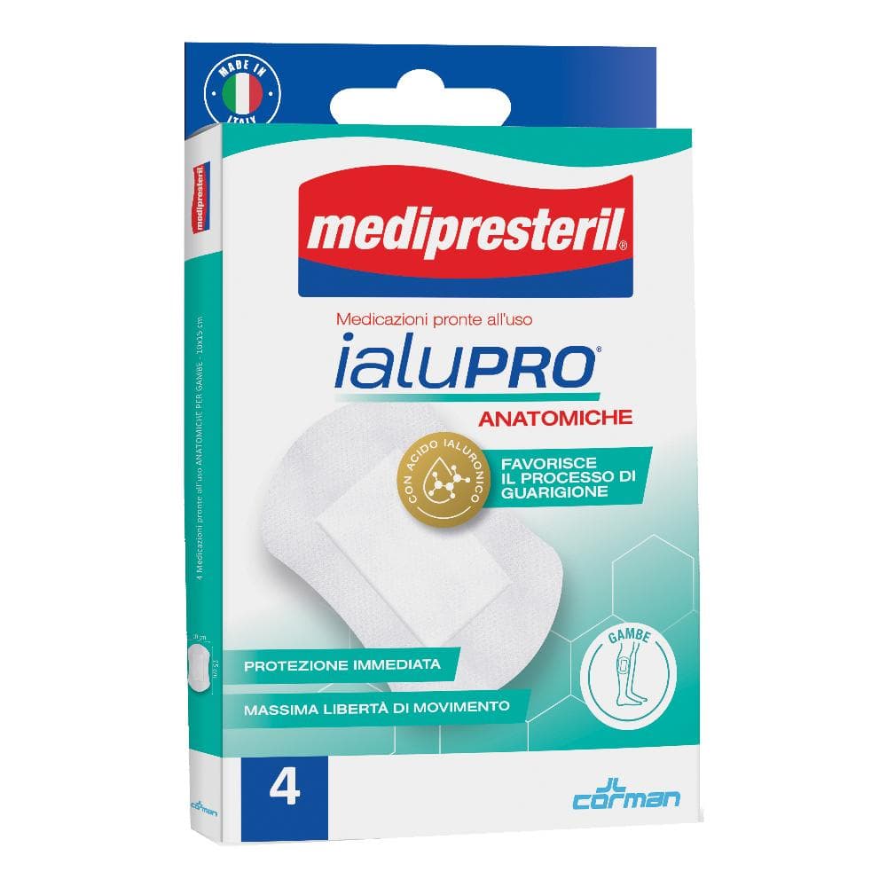 Medipresteril Ialupro Medicazioni Anatomiche per Gambe 10x15cm - Confezione da 4 Pezzi