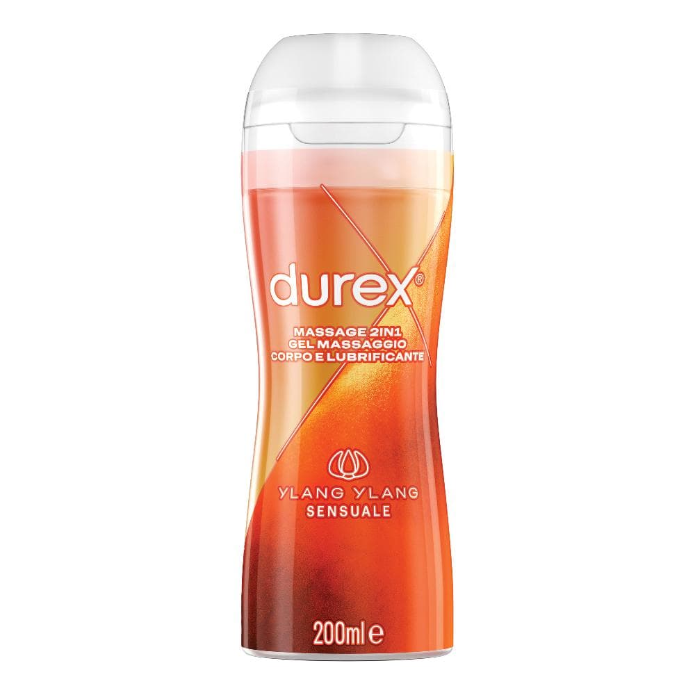 Durex Massage 2in1 Ylang Ylang Gel Lubrificante, 200ml, Fragranza Ylang Ylang, Secchezza Vaginale, Massaggi e Intimità