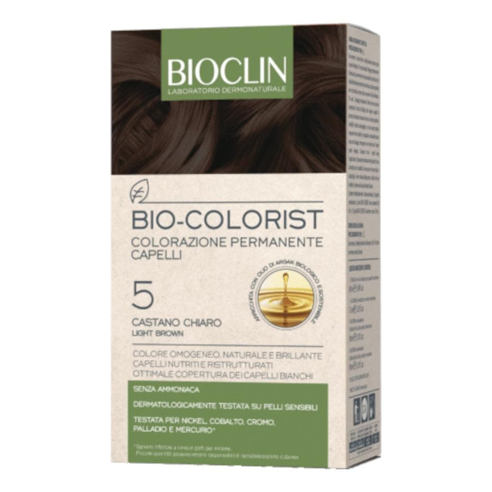 Bioclin Bio Colorist Colorazione Permanente 5 Castano Chiaro - Kit Completo per Capelli Intensamente Colorati