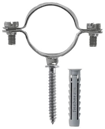Fischer Fixings Clip per tubi in Galvanizzato Galvanizzato Argento Collare per tubi, diametro foro di fissaggio 6 mm 20