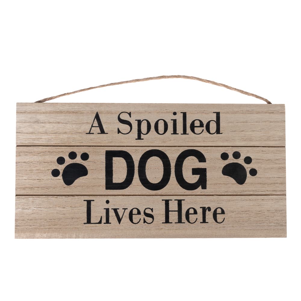 Cartello per porta TIAKI "A Spoiled Dog Lives Here" - 1 pz