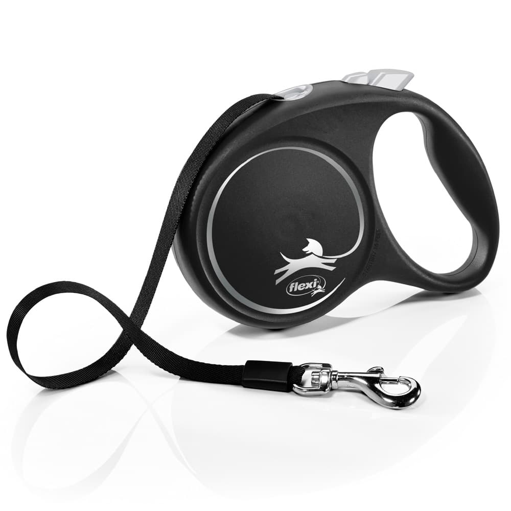 Guinzaglio avvolgibile a fettuccia flexi Black Design, 5 m - L: fino a 50 kg