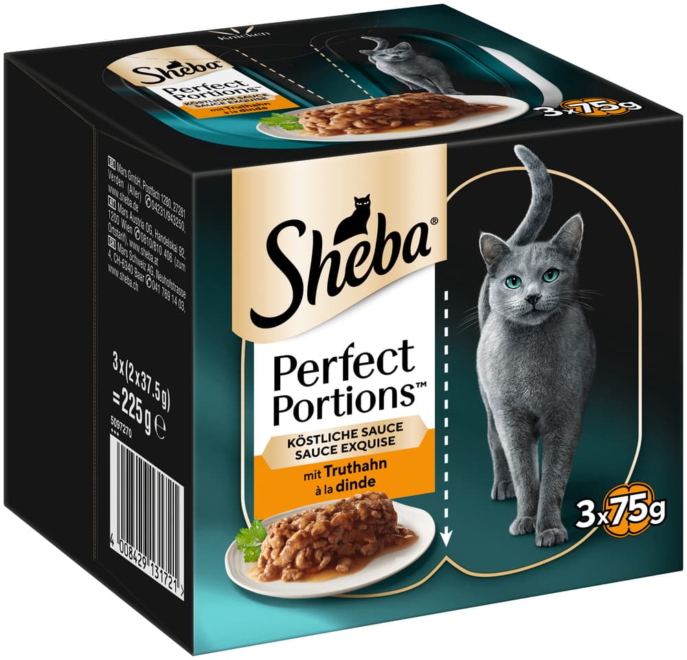 Sheba Perfect Portions 6 x 37,5 g - Salsa con Tacchino