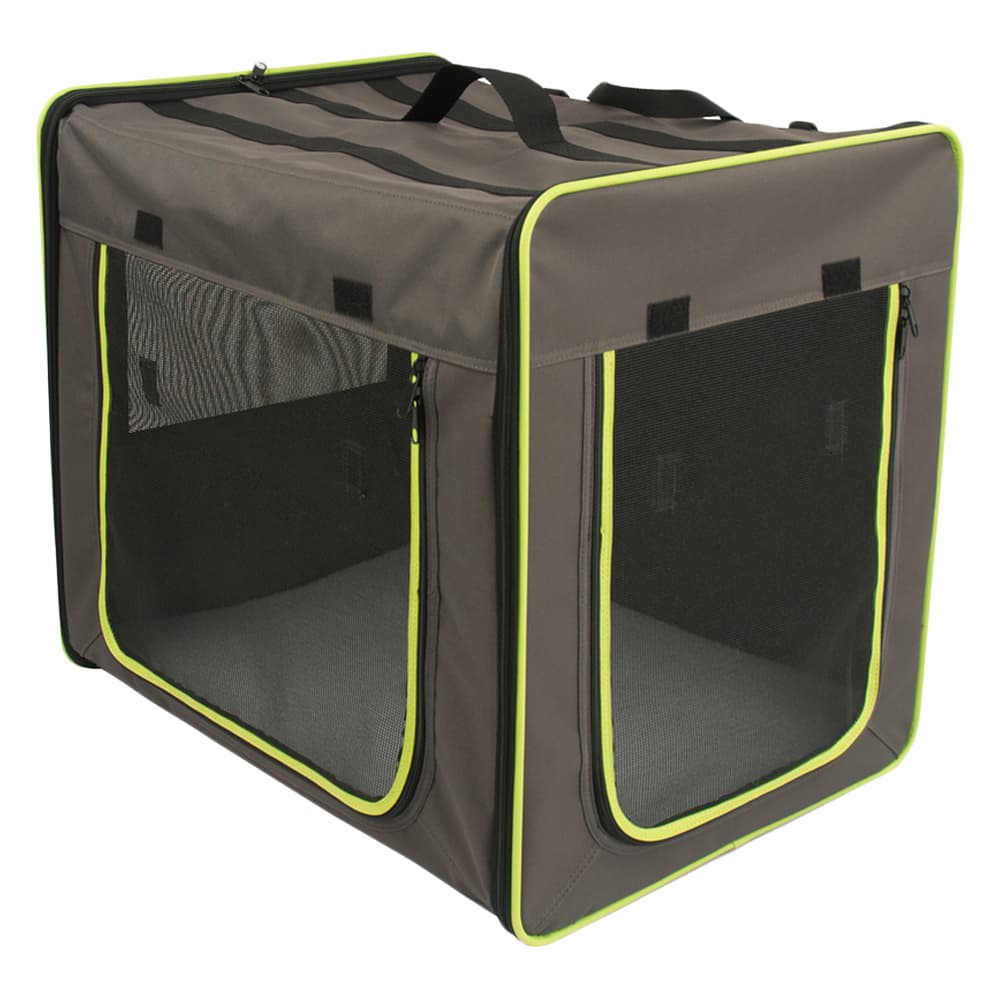 Trasportino First Class Basic grigio scuro / verde fluo per cani  - M: L 61 x P 46 x H 53,5 cm