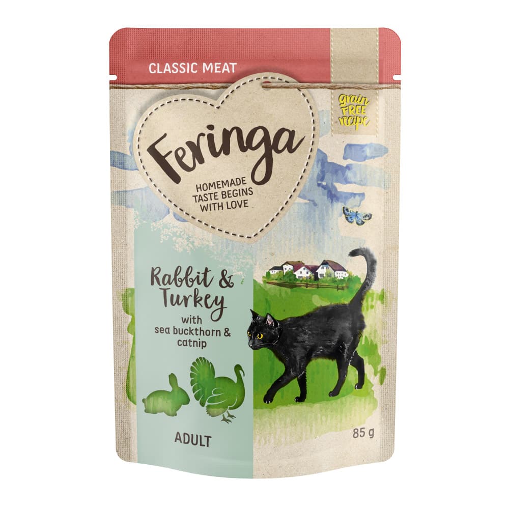 Feringa Classic Meat Menù Busta 24 x 85 g - Coniglio & Tacchino con Olivello ed Erba gatta