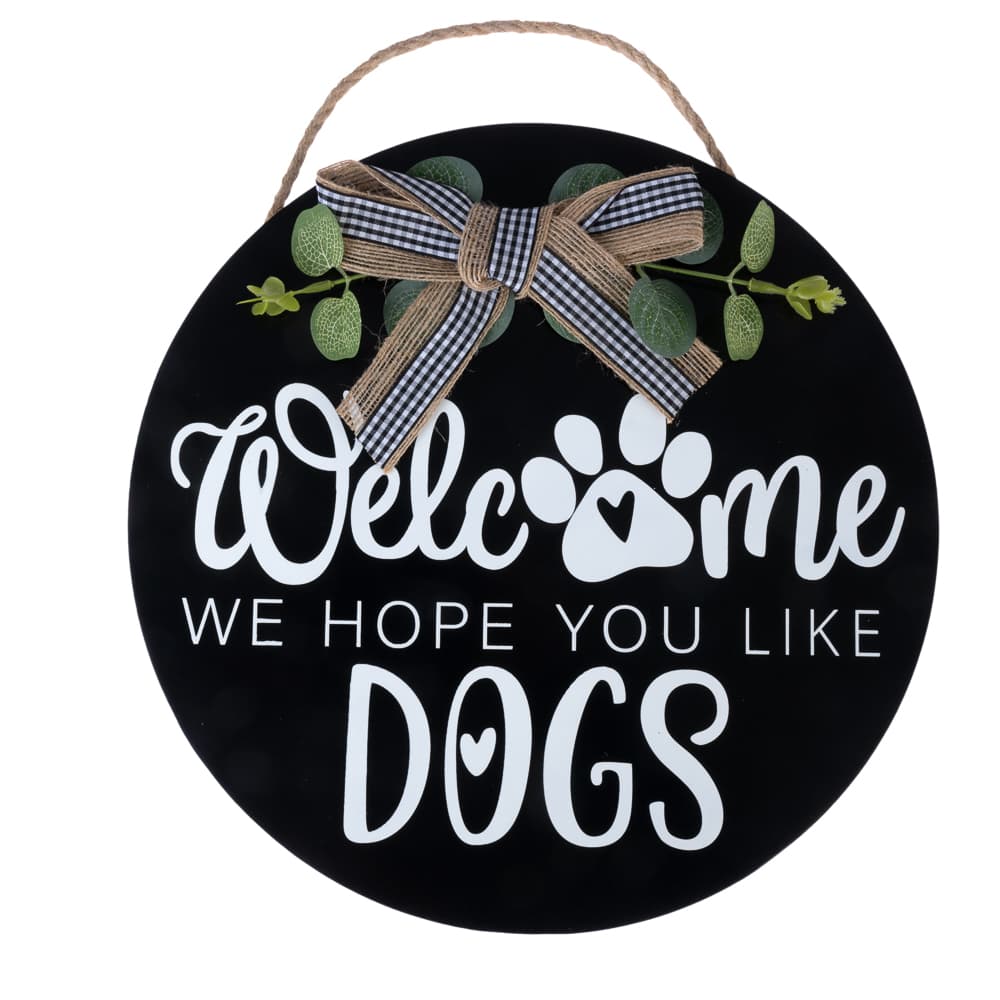 Cartello per la porta TIAKI "Welcome - We Hope You Like Dogs" - 1 pz