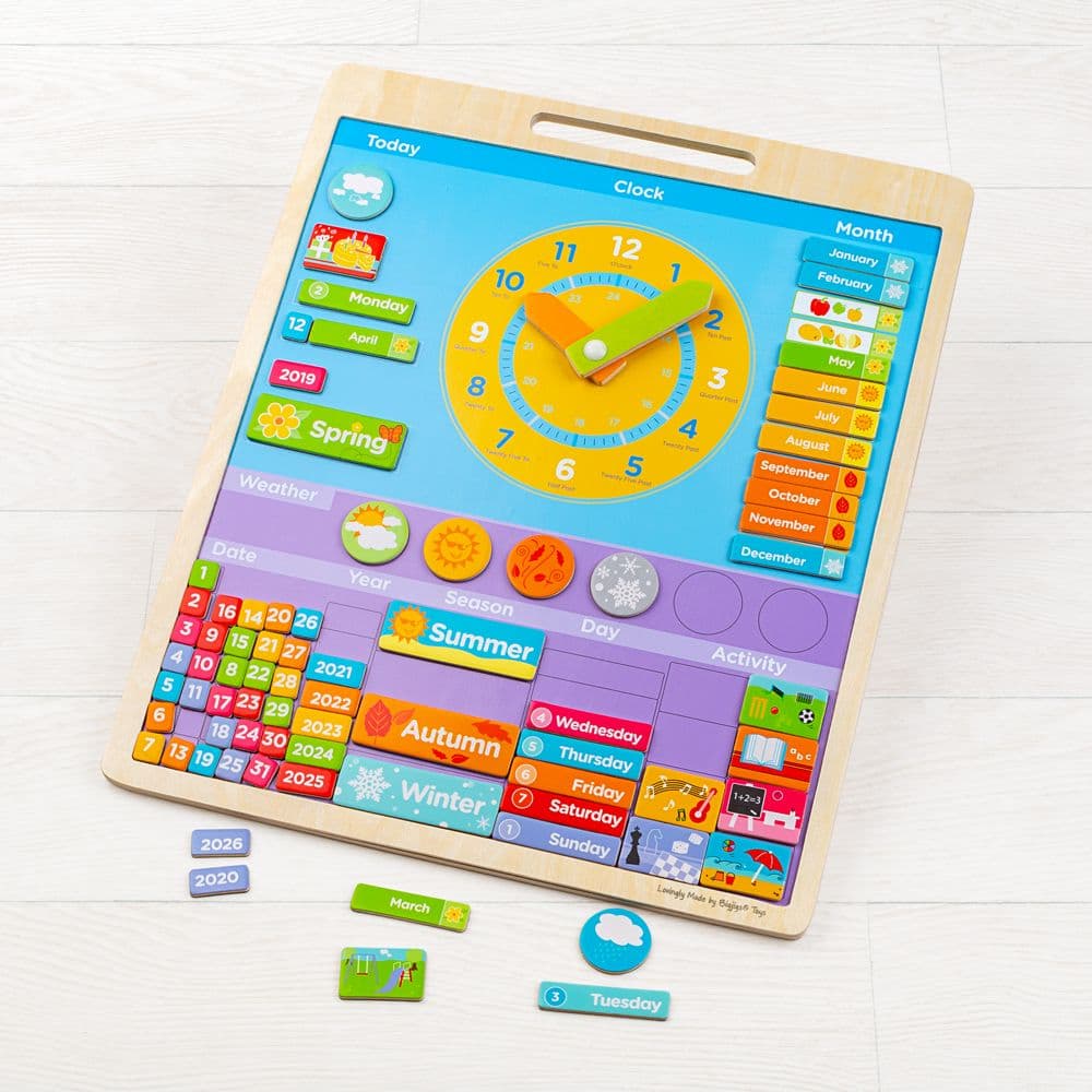 Bigjigs Toys Calendario magnetico inglese con orologio