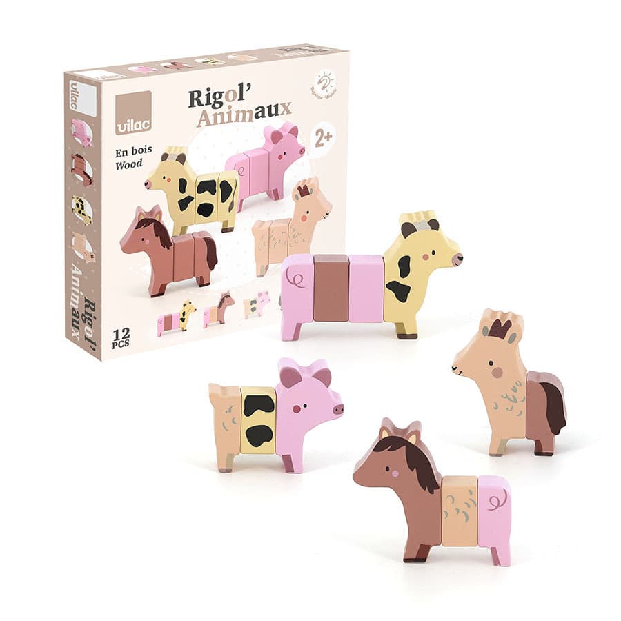 Vilac Puzzle magnetico in legno Animali divertenti della fattoria