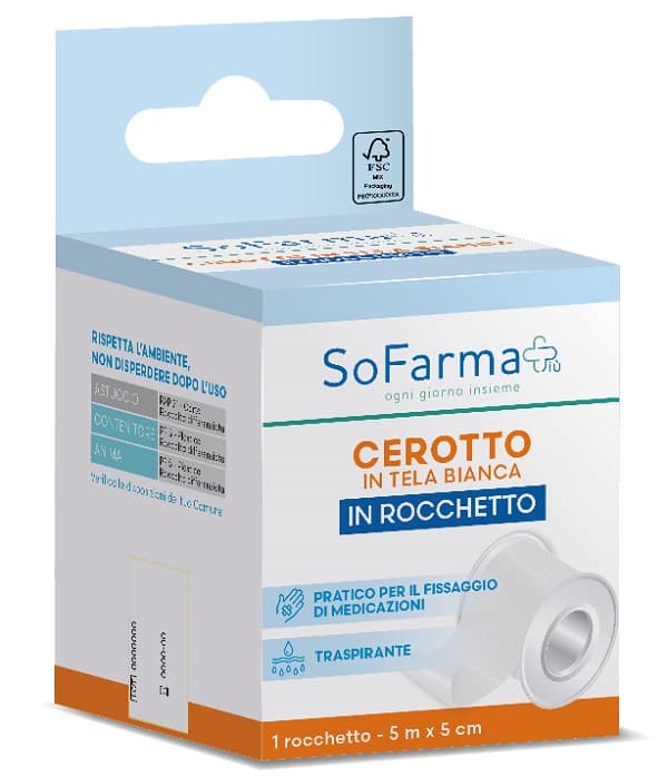 Rocchetto in Tela Adesiva 5 m x 5 cm Nastro Medico per Bendaggi e Fissaggi