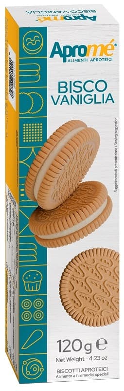 Apromé Biscotti Vaniglia - Aproteici per Insufficienza Renale, Fenilchetonuria e Morbo di Parkinson - 120 g