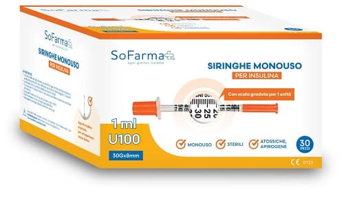 Siringa per insulina Pic Solution 1 ml confezione 30 pezzi monouso sterile