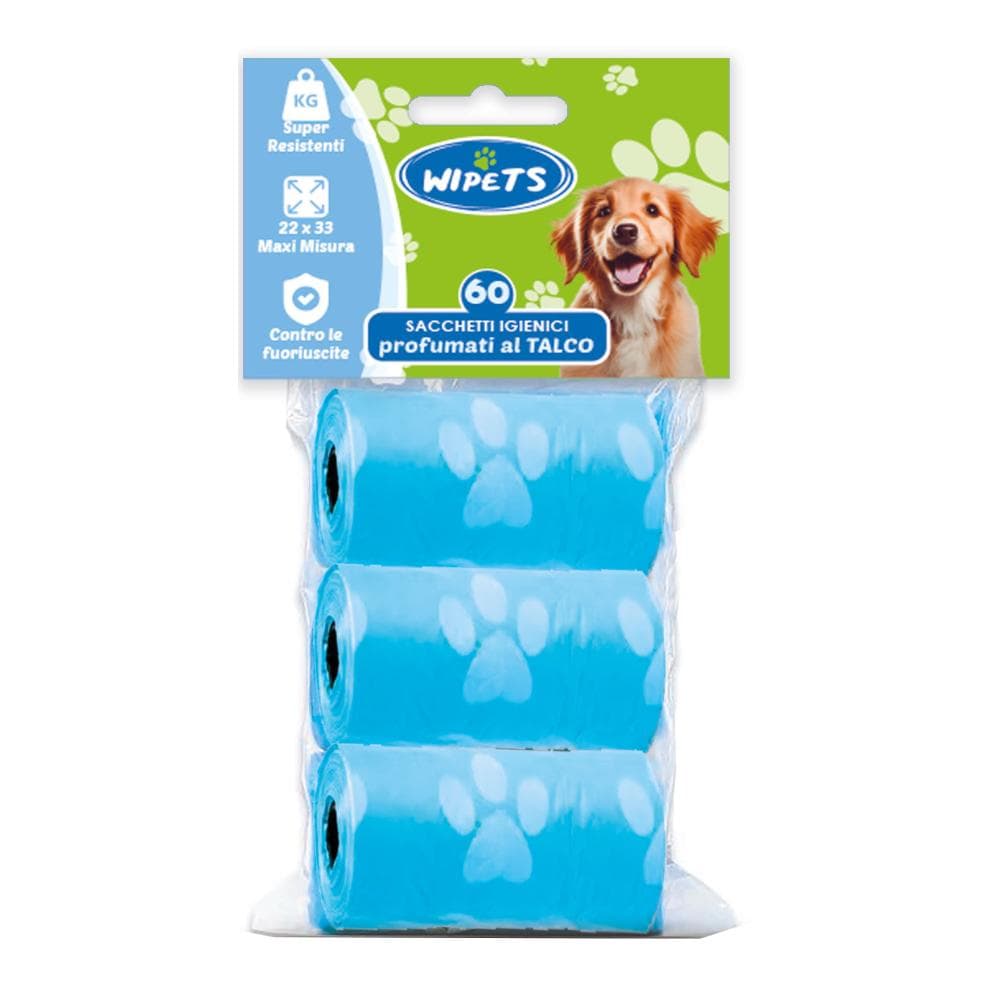 Sacchetti igienici Wipets per cani e gatti 60 pezzi - sacchetti igienici per raccolta bisogni animali