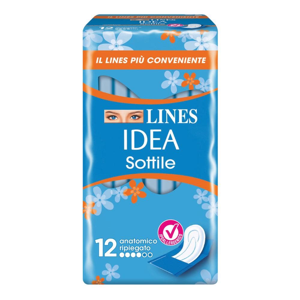 Lines Idea sottile ripiegato anatomico 12 pezzi - assorbenti igienici sottili ripiegati