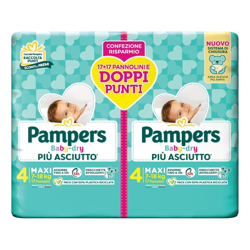 Pampers Baby Dry Duo DownCount Maxi 34 pannolini - pannolini ad alta assorbenza