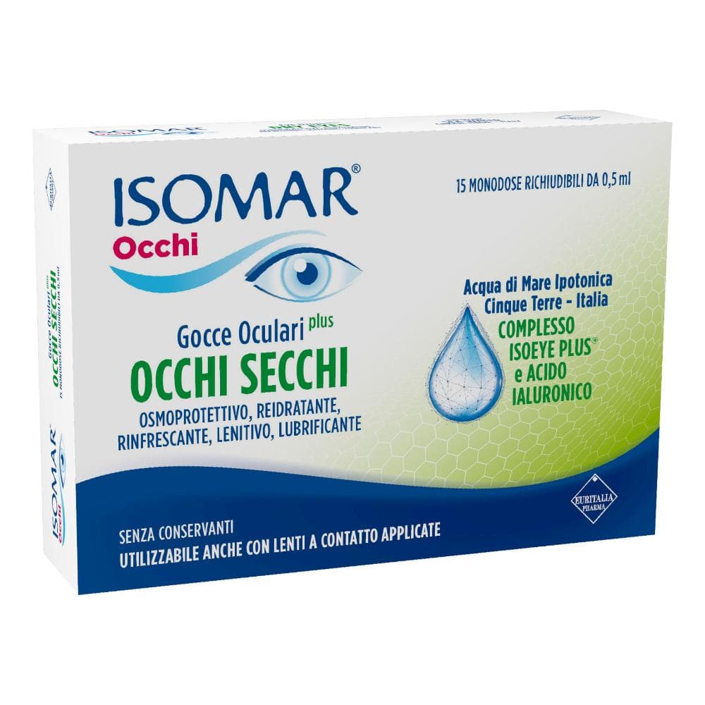 Isomar occhi gocce oculari plus per occhi secchi 15 fiale monodose da 0,5ml