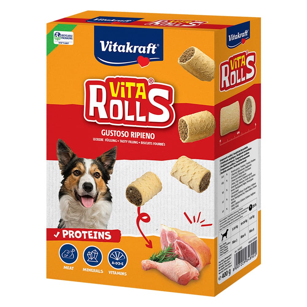 BISCOTTI PER CANE 'vita rolls' alla carne - cf. 400 gr. - Modello: 'vita rolls' alla carne - cf. 400 gr.