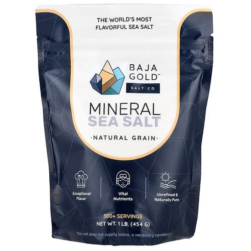 Baja Gold Salt Co., Sale marino minerale, cereali naturali, 454 g