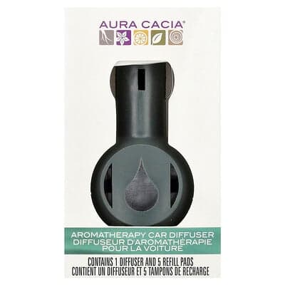 Aura Cacia, Diffusore per auto per aromaterapia, 1 diffusore, 5 tamponi di ricarica
