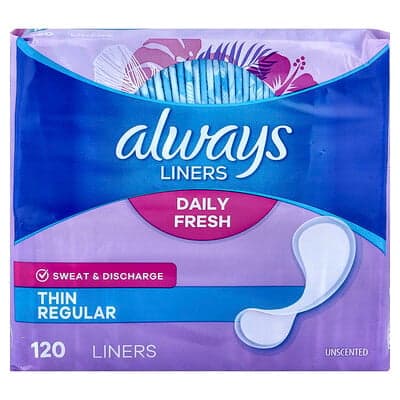 Always, Bustine Daily Fresh, sottili, normali non profumate, 120 bustine