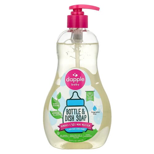 Dapple Baby, Sapone per piatti e per flaconi, senza profumo, 500 ml