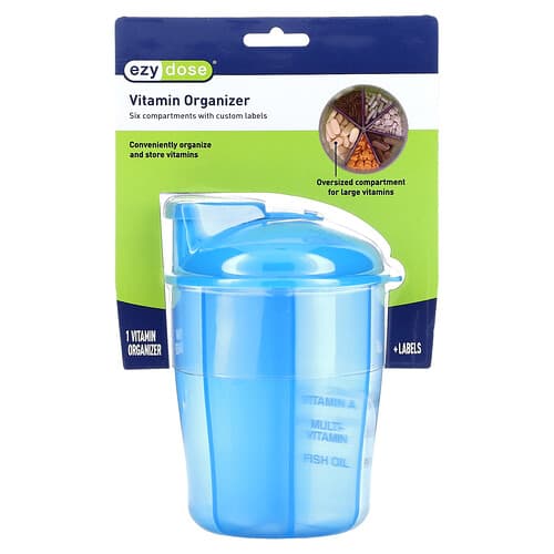 Ezy Dose, Organizer per vitamine con etichette, blu, 1 pezzo