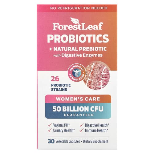 Forest Leaf, Cura della donna, probiotici e prebiotici naturali con enzimi digestivi, 30 capsule vegetali