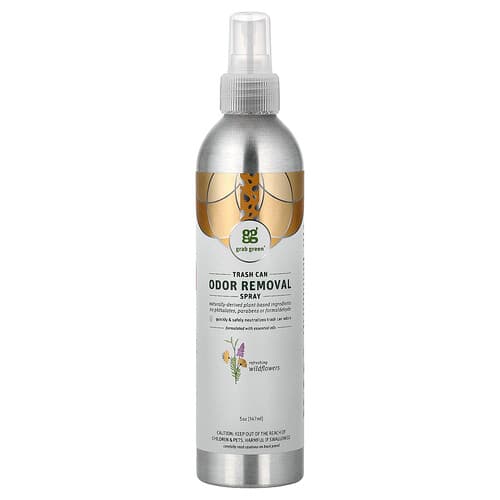 Grab Green, Spray per la rimozione degli odori di pattumiere, Fiori di campo rinfrescanti, 147 ml